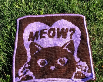 Katze Häkelanleitung, skurriles Overlay Mosaik Design PDF Download