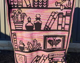 Mosaik Häkeldecke Muster, Hexe Bücherregal Afghan Design (Digitaler Download)
