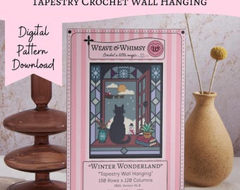 Winter Wonderland Tapisserie Häkel-Wandbehang-Muster PDF-Download mit Diagrammen und schriftlichen Anweisungen