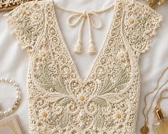 Botanical Garden Crochet Top Pattern, Daisy Lace Summer Shirt (Digital Download)