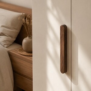 Black Walnut Cabinet Pulls, Wood Wardrobe Handles, Rounded Drawer Pulls, Minimalist Closet Hardware, Modern Dresser Knobs