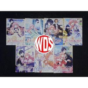 May include: A collection of seven manga volumes titled 7th Time Loop: The Villainess Enjoys a Carefree Life Married to Her Worst Enemy. Each cover features colorful anime-style illustrations of a pink-haired character and a dark-haired character.
