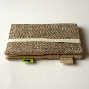 Billetera de lana para iPhone 11, billetera de tweed, billetera de teléfono celular de lana tweed, billetera beige de iPhone 7 billetera iPhone 6 TLC Pouches, samsung galaxy
