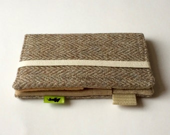 Wool iPhone wallet, tweed wallet, wool tweed cell phone wallet, iPhone 7 wallet beige wallet iPhone 6 wallet TLC Pouches, samsung galaxy