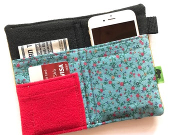 Boho Fabric iPhone Wallet Case, Floral Vegan Pouch