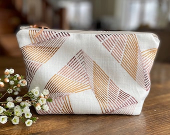 Linen makeup bag, pretty linen cosmetic bag, gift for her, linen cosmetic bag, gift for friend TLC Pouches
