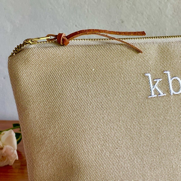 Bolsa de maquillaje personalizada Regalo de dama de honor, Regalo de fiesta nupcial, Regalo para amiga, Regalo para ella, Bolsa de maquillaje de lona regalo de boda bolsa de maquillaje natural