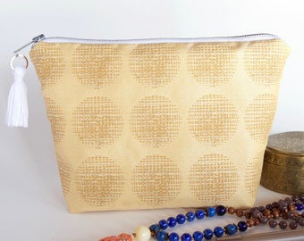 Yellow makeup bag, clutch with tassel, large makeup bag, pretty travel bag teen gift for woman wife friend TLC Pouches