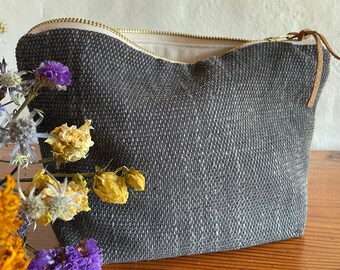 Cotton grey make up bag, gift for her, woven quality makeup pouch, cosmetic bag, gift for woman, wife gift TLC Pouches