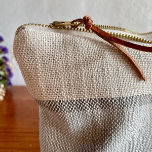 Linen Cotton, farmhouse striped makeup bag, gift for woman, TLC Pouches image 3