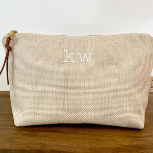 Initiales personnalisées, cadeau de demoiselle d'honneur, cadeau de fête de mariage, cadeau pour une amie, cadeau pour elle, trousse à cosmétiques, cadeau de mariage, trousse de maquillage naturel