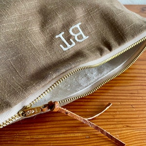 Custom Initials Makeup Bag, Gift for Wife, Gift for her, Bridesmaid Gift, Bridal Party, Canvas Cosmetic Bag, Natural Makeup Bag image 3