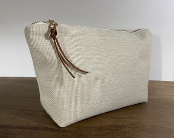 Quality ivory make up bag, gift for her, woven quality makeup pouch, cosmetic bag, gift for woman, wife gift TLC Pouches