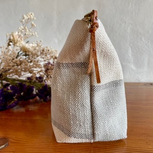 Linen Cotton, farmhouse striped makeup bag, gift for woman, TLC Pouches image 2