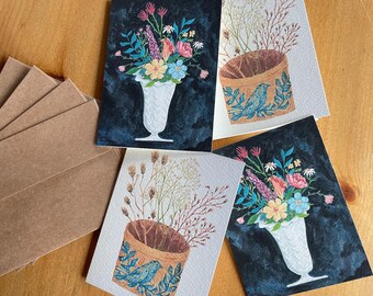 Kunst Karten Set: Original Aquarell Drucke, innen leer