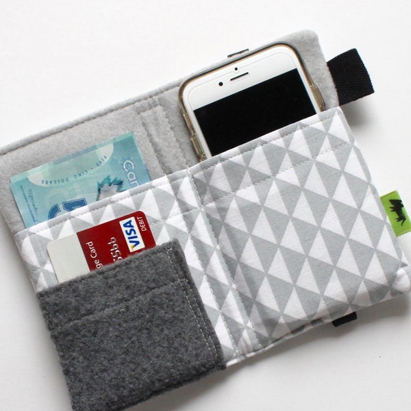 iPhone 7 wallet iPhone clutch cell phone wallet phone wristlet ipod case iPhone 6 wallet gift grey wallet  Modern Grey and White TLC Pouches