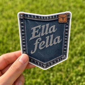 Ella Fella jeansficka-klistermärke | Kiss-cut vinylklistermärke