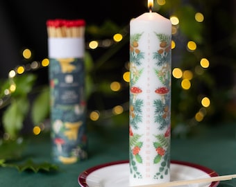Bougie de l'Avent Talking Tables, Bougie pilier Forêt de l'Avent, Bougie de compte à rebours jusqu'à Noël, Décoration de Noël, Bougie de l'Avent de 20 cm