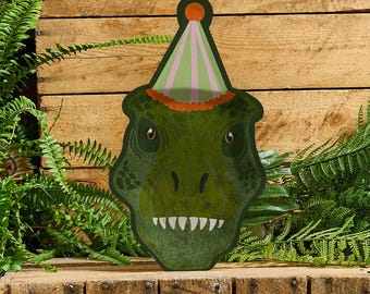 Confezione da 8 piatti di carta T-Rex Hootyballoo / Piatti per feste di compleanno a tema dinosauri / Stoviglie per feste per bambini