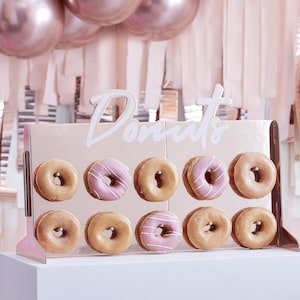 Ginger Ray Rose Gold Donut Wall Stand, Donut Display Stand, Party Donut Holder, Bridal Shower Decor, Birthday Dessert Table, Holds 10 Donuts