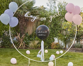 Kit de ballons Ginger Ray pour révélation du sexe, ballon « Quel sera le sexe du bébé ? », ballon « Garçon ou fille », ballon confettis pour baby shower, révélation du sexe rose et bleue