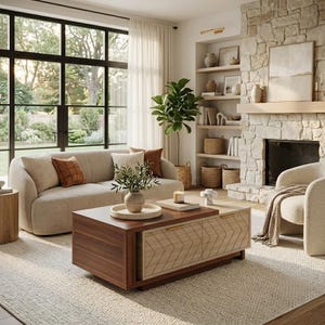 Coffee Table Extendable, Modern Cocktail Design with 2 Storage Drawers