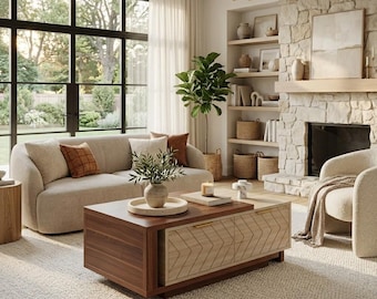 Coffee Table Extendable, Modern Cocktail Design with 2 Storage Drawers