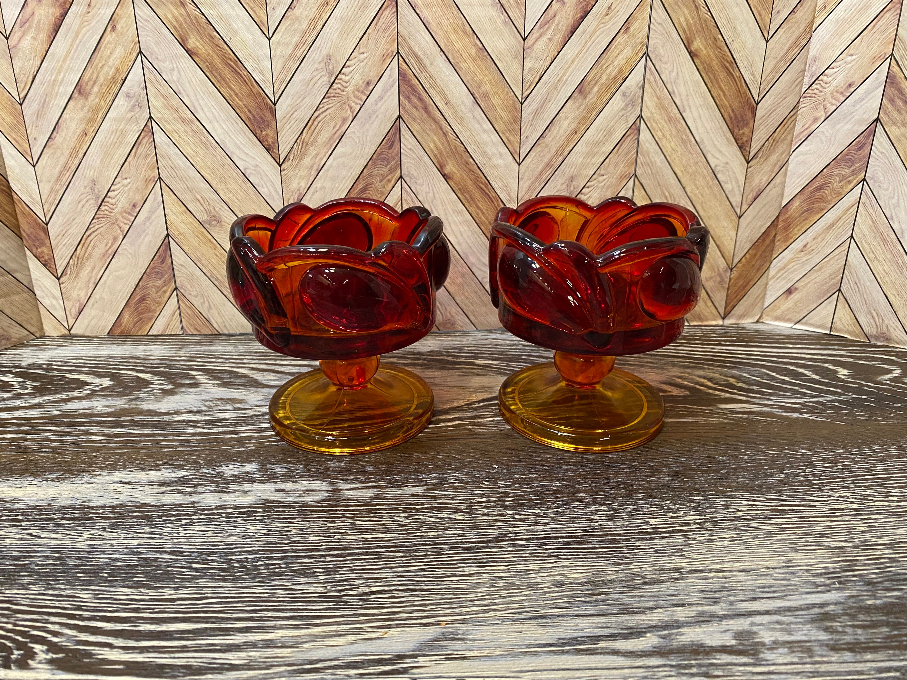 Vintage Amberina Red Glass Taper Candle Holders - Etsy Finland