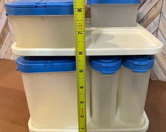 Vintage Tupperware Spinning Tiered Spice Rack #2164A With Blue Top