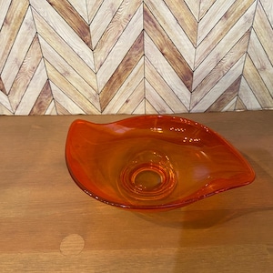 Vintage Viking Glass Persimmon Orange Epic Bowl Oblong Bon Bon Dish 8 inch