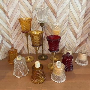Vintage Glass Peg Votive Candle Cups- Votive Candleholder - Your Choice!