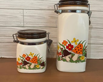Vintage Ceramic 3 Piece Mushroom Canister Sears Roebuck Set - Etsy