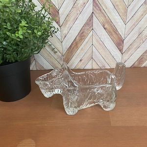 Vintage Glass Scottie Dog Creamer | L E Smith Candy Dish | Scottish Terrier Syrup Pitcher | Spoon Rest | 1930s Post Cereal Giveaway