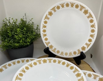 Vintage Corelle/ Pyrex Compatible Butterfly Gold inch Salad Plates- Set  of