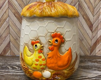 Vintage 1976 Sears & Roebuck Largest Chicken Little Canister w/ Lid