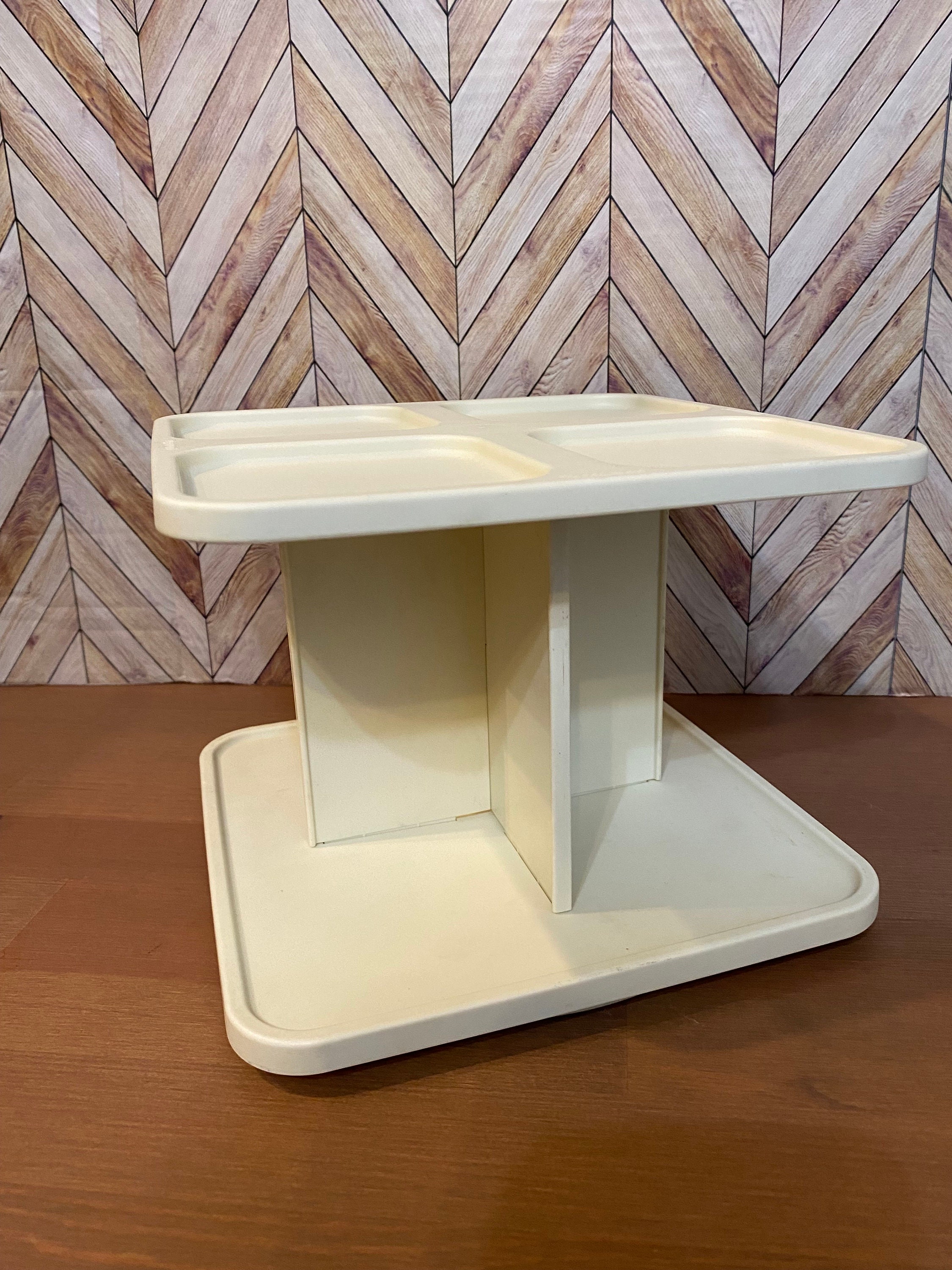 Vintage Tupperware Spinning Tiered Spice Rack #2164A With Blue Top