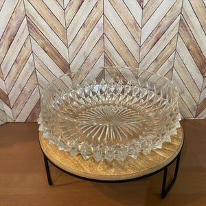 Vintage Tiara Glass Diamond Point Clear Bowl Catch All Trinket Dish 8 Inch