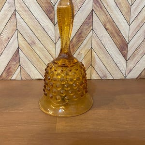 Vintage Amber Glass Fenton Hobnail Bell