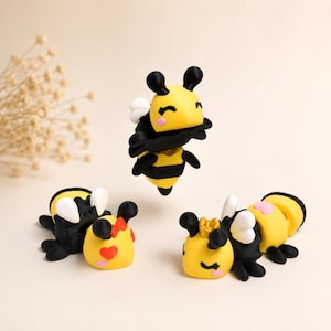 Gearticuleerd honingbijentrio | 3D-geprinte verzamelset | Koningin, Happy & Love figuren