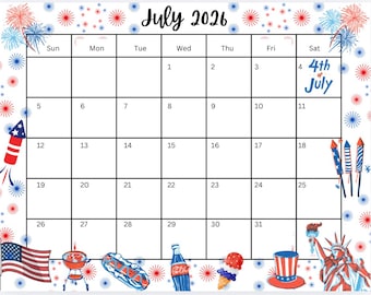 Calendario de julio de 2026 en formato PDF