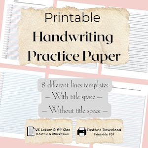 Printable Handwriting Practice Paper | Digital Download Template