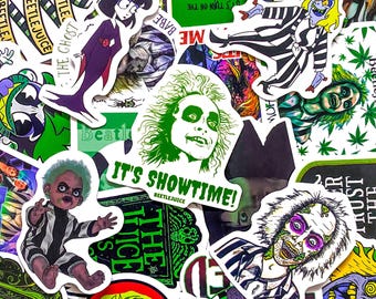 Pack of 50 Beetlejuice Stickers, Horror Movie Cartoon Stickers, Creepy Sticker, Beetlejuice Sticker, Waterproof Stickers for Laptop, Journal