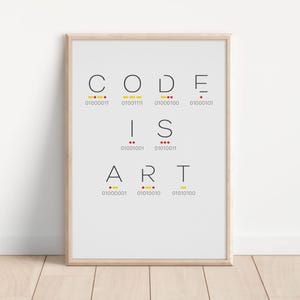 Code Is Art, Minimalist Programmer Wall Art, Developer Office Decor (Physical Print)