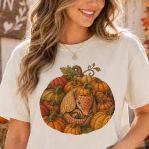 Patchadillo Armadillo Pumpkin Patch Crop Top | Autumn Graphic Tee