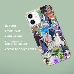 May include: A clear gel phone case featuring a collage of anime-style illustrations from The Apothecary Diaries, including characters in traditional clothing, a lotus flower, and purple blossoms, with the text The Apothecary Diaries visible.
