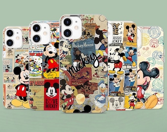 Mickey Mouse Cartoon Phone Case, Vintage Collage Cover for iPhone Samsung Pixel