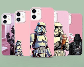 Coque de téléphone Stormtrooper amusante, motif Galactic Trooper, compatible avec iPhone 17, 17 Pro, 17 Pro Max, 16, 16e, 15, 14, 13, 12, Samsung S26, S25, Pixel 10, 9