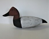 Vintage 90 39 s solid wood Duck Decoy, 15 quot long, signed Guy Leslie, Hand Carved, Mallard, Hunting, Shabby rustic cabin decor, Man Cave, gift