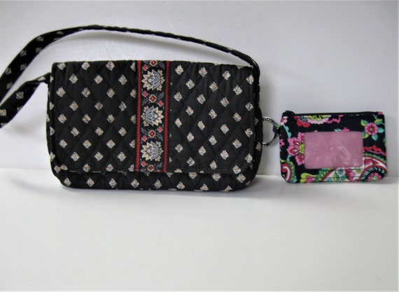 Vera Bradley black quilted fabric handbag,  9 1/2… - image 1