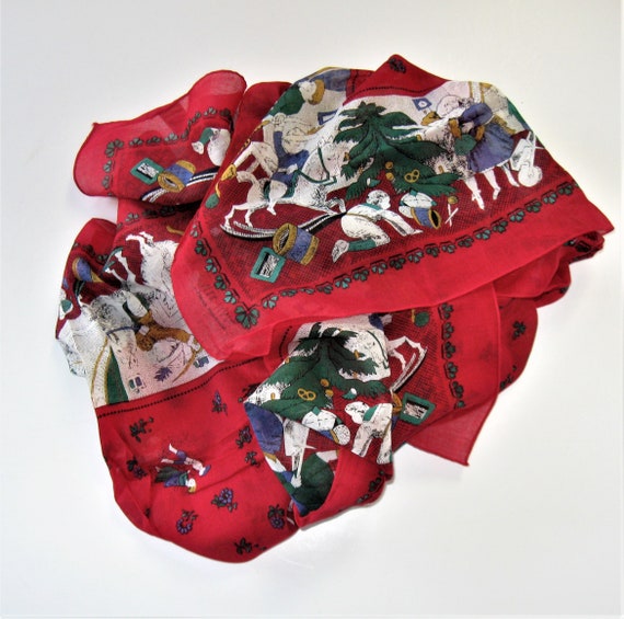 Vintage red and white Anne Marie cotton Christmas… - image 1